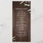 Elegant greenery barn wood rustige bruiloft menu (Achterkant)