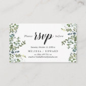 Elegant Greenery, Black, RSVP reageert, Antwoord Informatiekaartje (Voorkant)