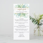 Elegant Greenery, Bleke Groene en Blauwe Waterverf Menu (Staand voorkant)