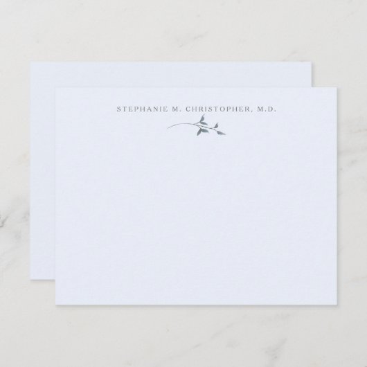 Elegant Greenery Blue Specialized Stationery Notitiekaartje (Voorkant / Achterkant)