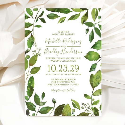 Elegant Greenery Botanical Foliage Wedding Kaart