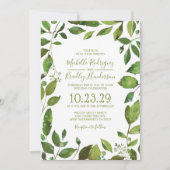 Elegant Greenery Botanical Foliage Wedding Kaart (Voorkant)