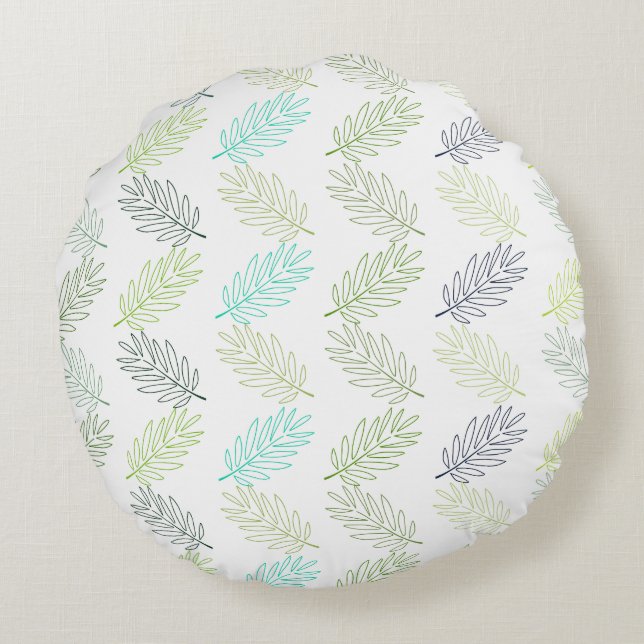 Elegant Greenery Botanical Tropical Leaves Pattern Rond Kussen (Achterkant)