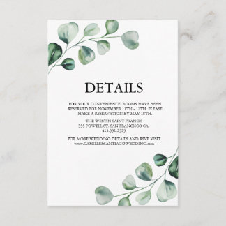 Elegant Greenery Botanical Wedding Informatiekaartje