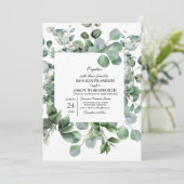 Elegant Greenery Botanical wedding Invitation card Kaart (Staand voorkant)
