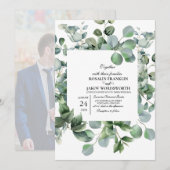 Elegant Greenery Botanical wedding Invitation card Kaart (Voorkant / Achterkant)