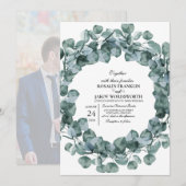 Elegant Greenery Botanical wedding Invitation card Kaart (Voorkant / Achterkant)