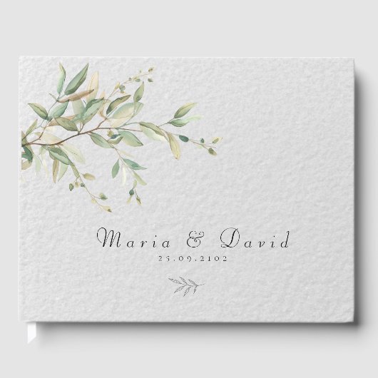 Elegant Greenery Botanical Wedding Invitation Gastenboek (Voorkant)