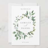 Elegant Greenery Botanical Wedding Invitation Kaart (Achterkant)
