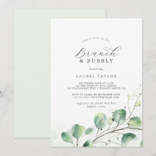 Elegant Greenery Brunch en Bubble Vrijgezellenfees Kaart