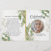 Elegant Greenery Celebration of Life Programme (Voorkant)