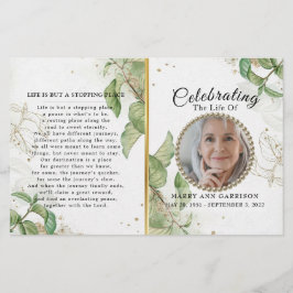 Elegant Greenery Celebration of Life Programme