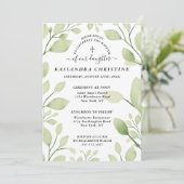 Elegant Greenery Christelijk Cross Invitation Kaart (Staand voorkant)