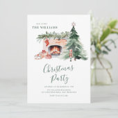 Elegant Greenery Christmas Party Invitation (Debout devant)
