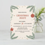 Elegant Greenery Christmas Party Invitation Card (Debout devant)