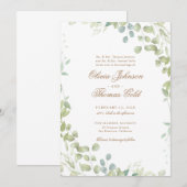Elegant Greenery Classic Eucalyptus Wedding Kaart (Voorkant / Achterkant)