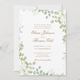 Elegant Greenery Classic Eucalyptus Wedding Kaart