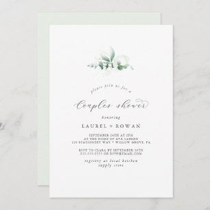 Elegant Greenery Couples Shower Invitation Kaart