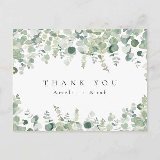 Elegant Greenery Dank u Briefkaart (Voorkant)