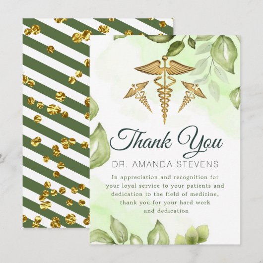 Elegant Greenery Doctor Hartelijk dank Bedankkaart (Voorkant / Achterkant)