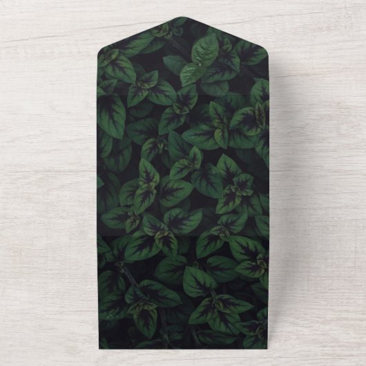 Elegant greenery emerald green floral all in one uitnodiging (Buitenkant)