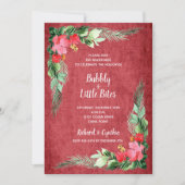 Elegant Greenery en Floral Red Kerstmis Invites (Voorkant)
