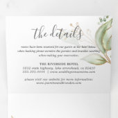 Elegant Greenery en Gold Wedding all in one Drieluik Uitnodiging (Binnenzijde eerst)