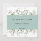 Elegant Greenery en Green Stipe, Square Wedding Kaart (Voorkant)