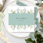 Elegant Greenery en Green Stipe, Square Wedding Kaart