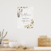 Elegant Greenery en Ivory Florals Bridal Welcome Poster (Keuken)