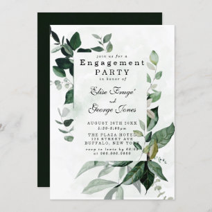 Elegant Greenery Eucalyptus Engagement Party Kaart