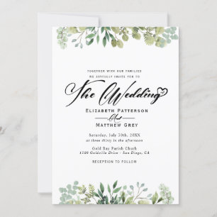 Elegant Greenery Eucalyptus Flower Wedding Kaart
