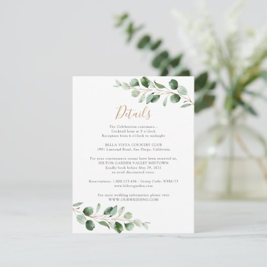 Elegant Greenery Eucalyptus - Gegevens Informatiekaartje (Staand voorkant)