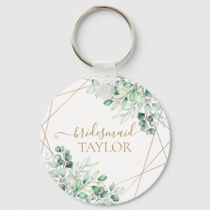 Elegant Greenery Eucalyptus Gold Bridesmaid Sleutelhanger