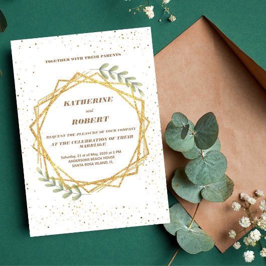 Elegant Greenery Eucalyptus Leaves Rustic Wedding Kaart