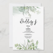 Elegant Greenery Eucalyptus Leaves Rustic Wedding Kaart (Voorkant)