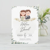 Elegant Greenery Eucalyptus Leaves Rustic Wedding Kaart (Staand voorkant)