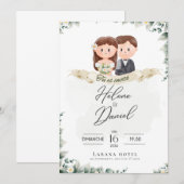 Elegant Greenery Eucalyptus Leaves Rustic Wedding Kaart (Voorkant / Achterkant)