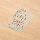 Elegant Greenery Eucalyptus Leaves Wedding Acryl Uitnodigingen (Laagn)
