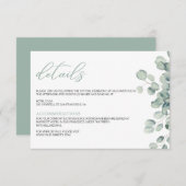 Elegant Greenery Eucalyptus Leaves Wedding Informatiekaartje (Voorkant / Achterkant)