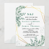 Elegant Greenery Eucalyptus Leaves Wedding Kaart (Voorkant / Achterkant)