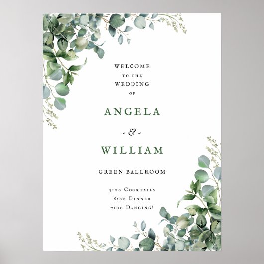 Elegant Greenery Eucalyptus Leaves Wedding Poster (Voorkant)