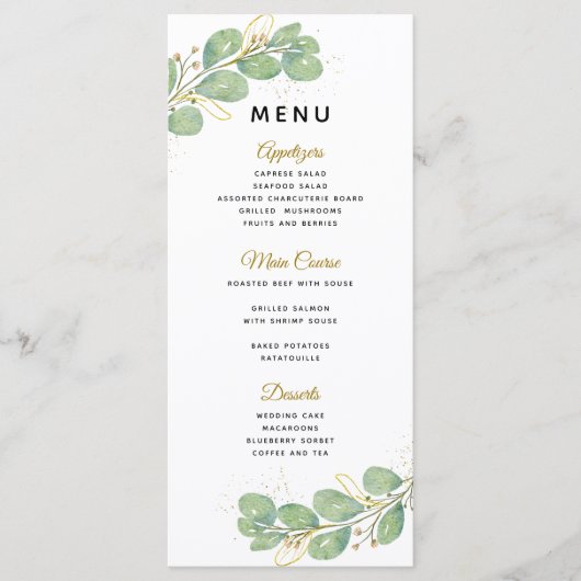 Elegant Greenery Eucalyptus Wedding Menu (Voorkant)