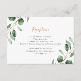 Elegant Greenery Eucalyptus Wedding Reception Informatiekaartje