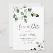 Elegant Greenery Eucalyptus Wedding Save The Date (Voorkant)