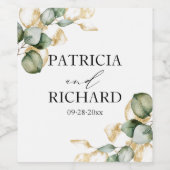 Elegant Greenery Eucalyptus Wedding Wijn Etiket (Enkel label)
