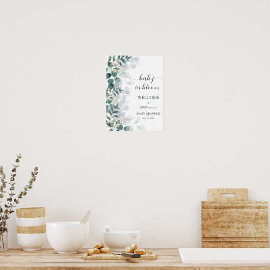 Elegant greenery eucalyptus Welkom Poster (Keuken)
