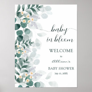 Elegant greenery eucalyptus Welkom Poster