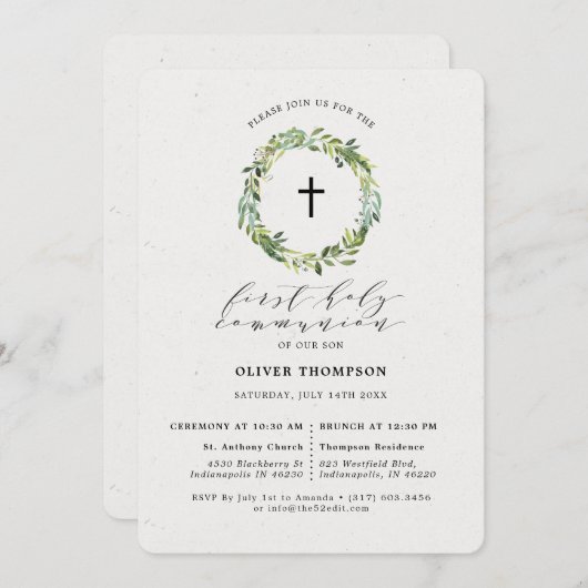 Elegant Greenery Eucalyptus Wreath First Community Kaart (Voorkant / Achterkant)