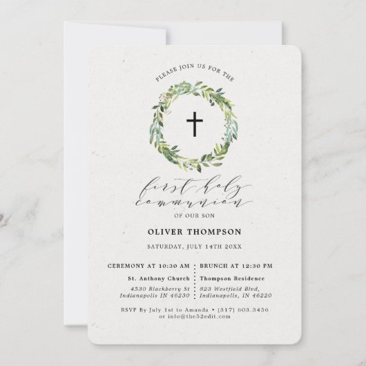 Elegant Greenery Eucalyptus Wreath First Community Kaart (Voorkant)